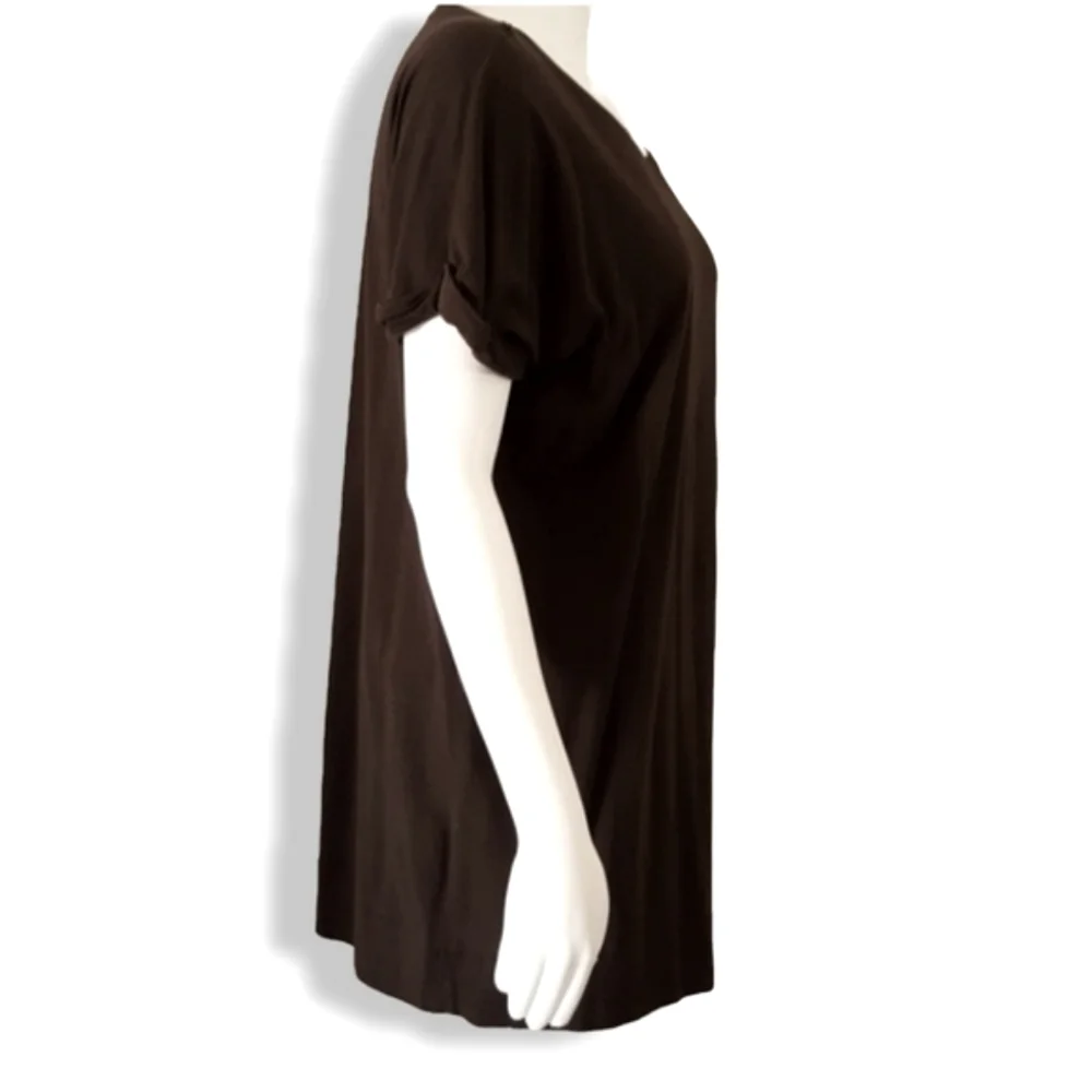 VINTAGE SAINT TROPEZ WEST Brown Tunic Top L Pima Mini Dress Swim Cover Up Y2K - Picture 8 of 10